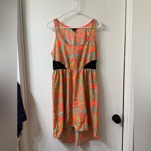 Hurley High Low Dress in Orange and Green